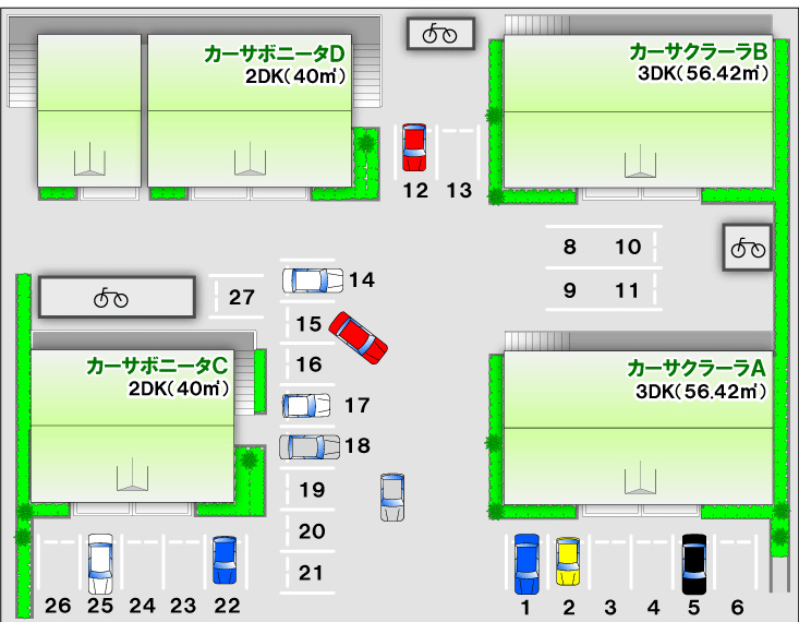 カーサクラーラ　Ａ棟 駐車場