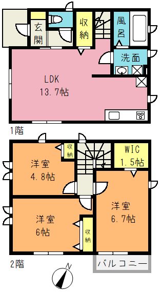 上尾市上貸家1号棟 間取り